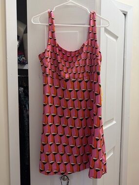 Diane Von Furstenberg Pink & Orange Geometric Silk Scarf